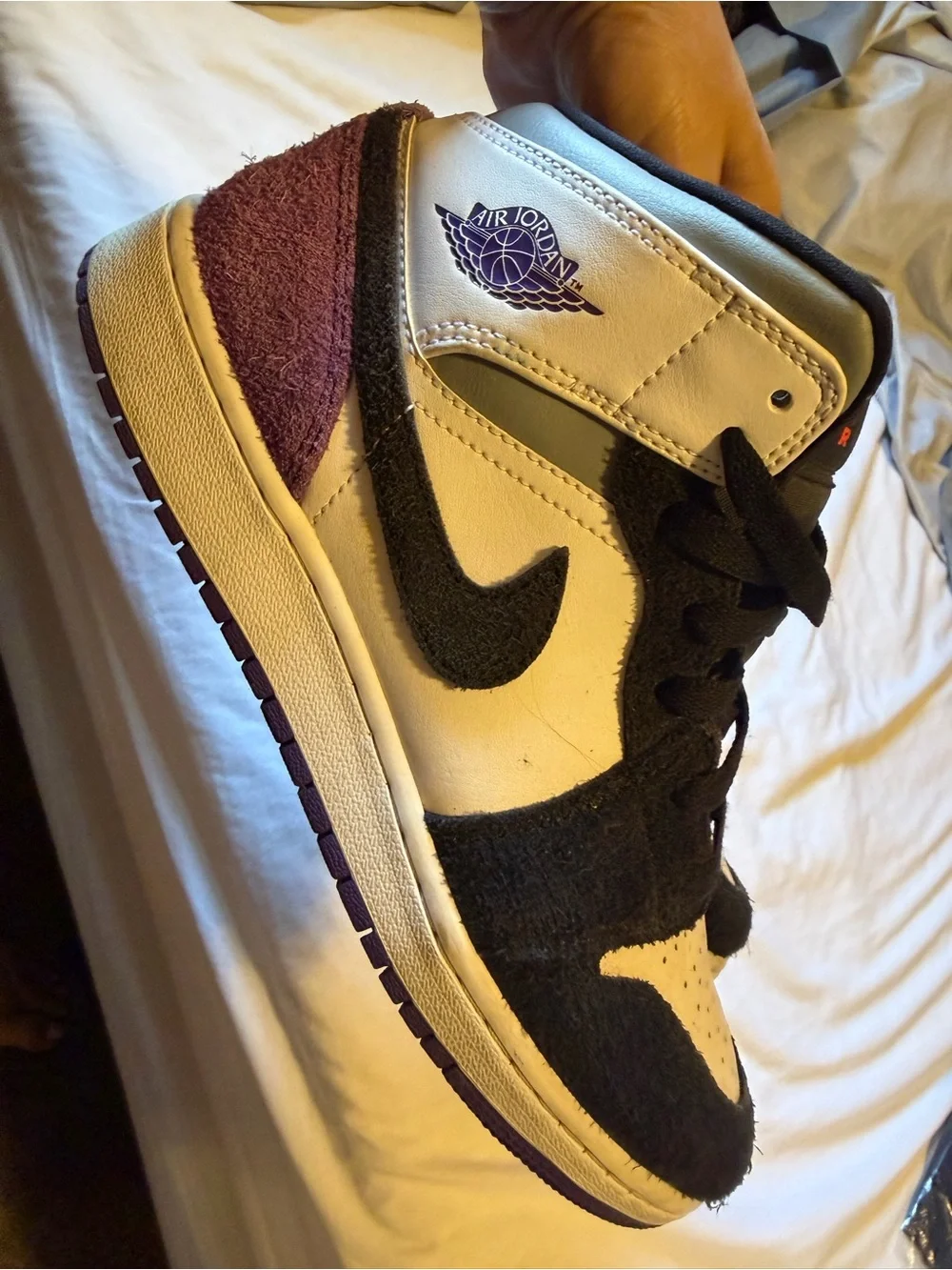 Nike Kids White, Black & Purple High-Top Sneakers - Youth